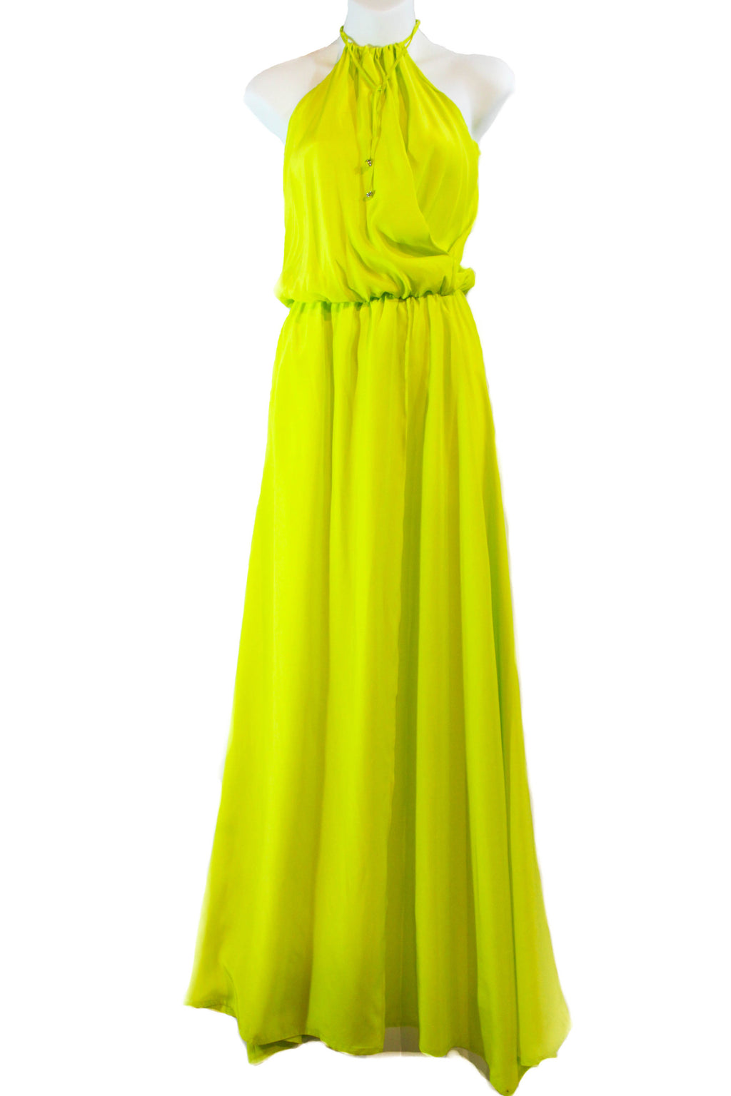 Silk Chartreuse Long Maxi Dress