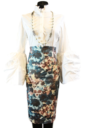 Multi Colored Stretch Pencil Skirt