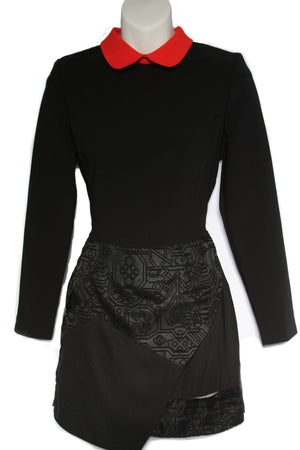 Little Black Faux Wrap Skirt