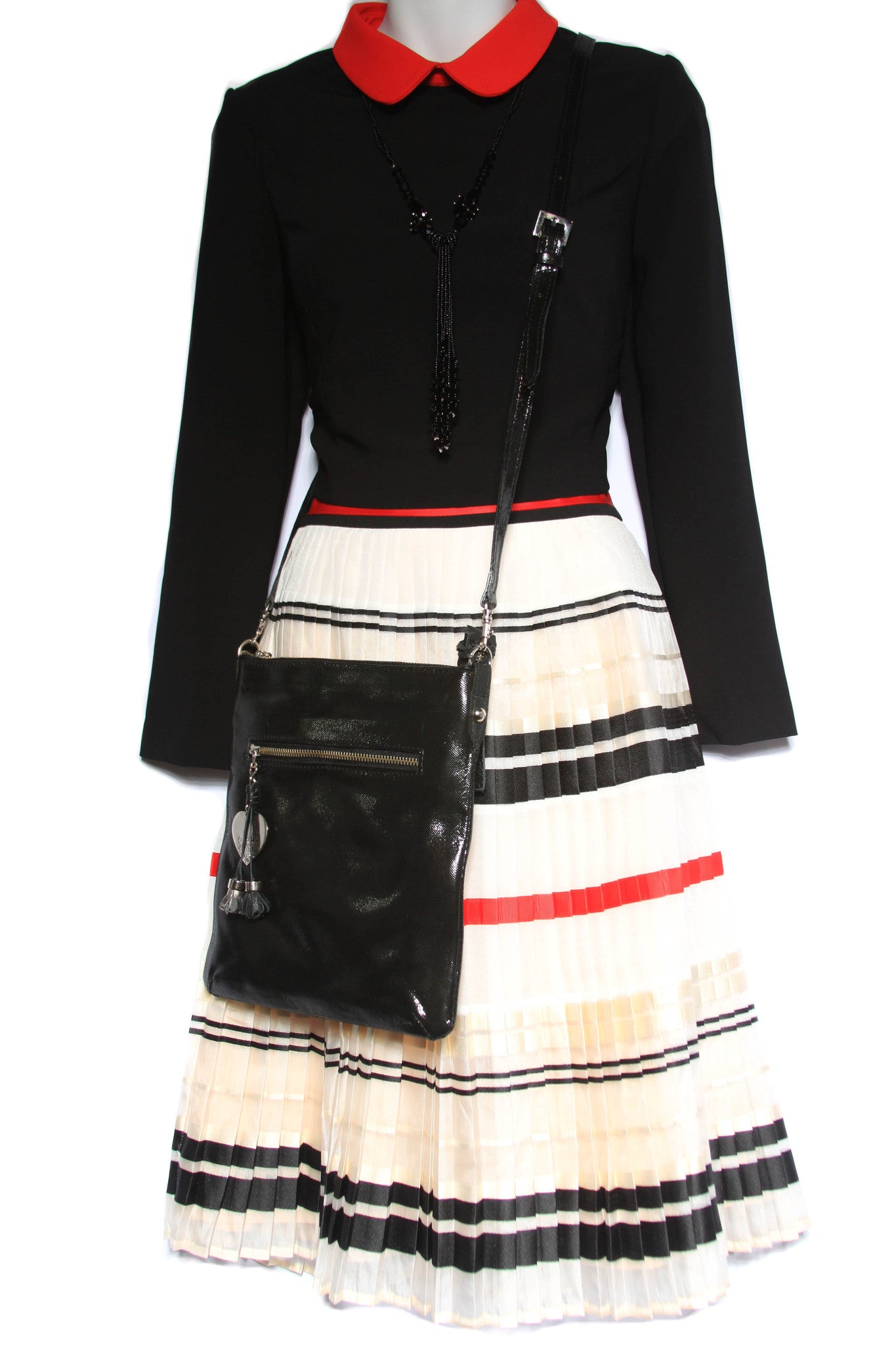 Striped Pleated A-line School Girl Skirt