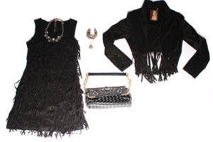 Ultra suede crop  fringe jacket